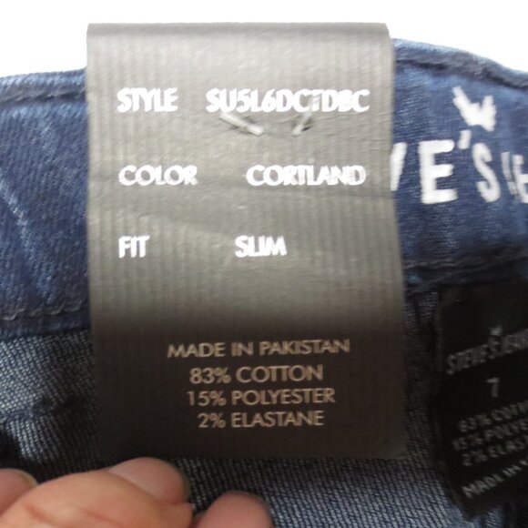 NWT STEVE’S JEANS boys DARK DENIM stretch SLIM FIT retro EMBROIDERED blue SIZE 7 - Picture 10 of 14